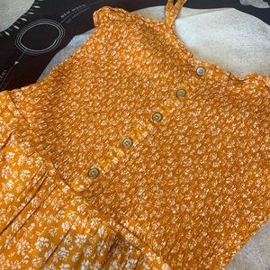 Ruched Bodice Orange Floral Romper Wild Fable